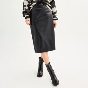 Nine West Faux Leather Midi Pencil Skirt